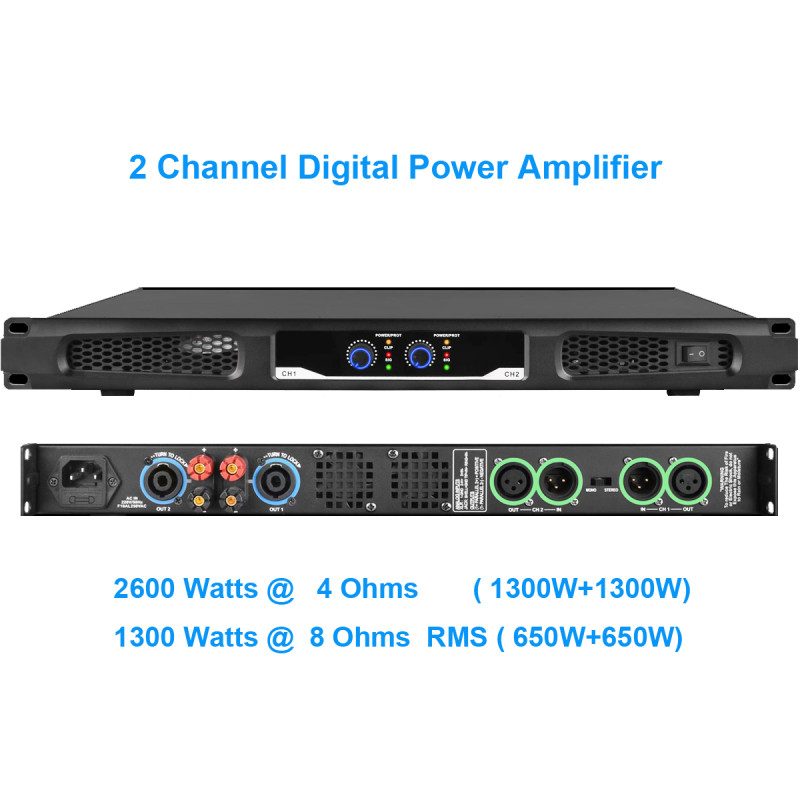 CA650 Two Channel 2600W Digital Power Amplifier 2600 Watts PEAK Output 2x1300W AMP CA650 Two Channel 2600W Digital Power Amplifier 2600 Watts PEAK Output 2x1300W AMP