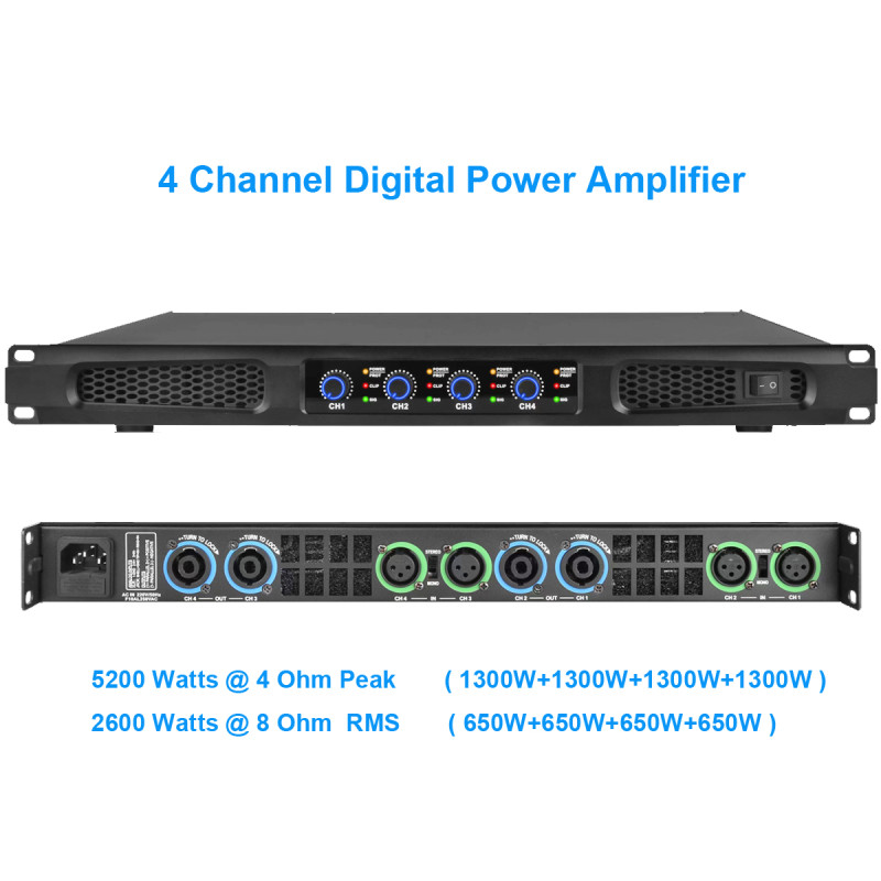 CA650 4 Channel 5200W Power Amplifier Stage Karaoke Audio Speaker Digital AMP CA Series CA650 4 Channel 5200W Power Amplifier Stage Karaoke Audio Speaker Digital AMP CA Series