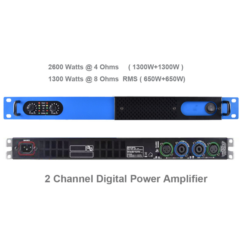 MiCWL Blue 2600W Digital Power Amplifier 2 Channel 2600 Watts Speaker PreAMPs AMP D6200-Blue MiCWL Blue 2600W Digital Power Amplifier 2 Channel 2600 Watts Speaker PreAMPs AMP D6200-Blue
