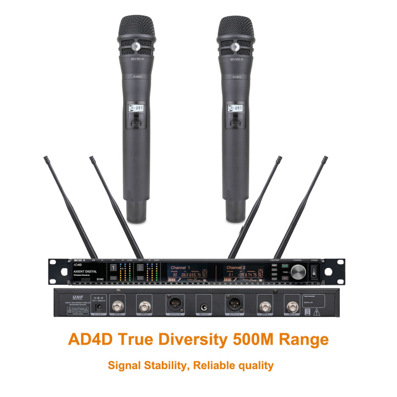 AD4D True Diversity Digital Wireless DJ Karaoke Stage Sing Microphone System Metal KSM8 500m Range AD4D True Diversity Digital Wireless DJ Karaoke Stage Sing Microphone System Metal KSM8 500m Range